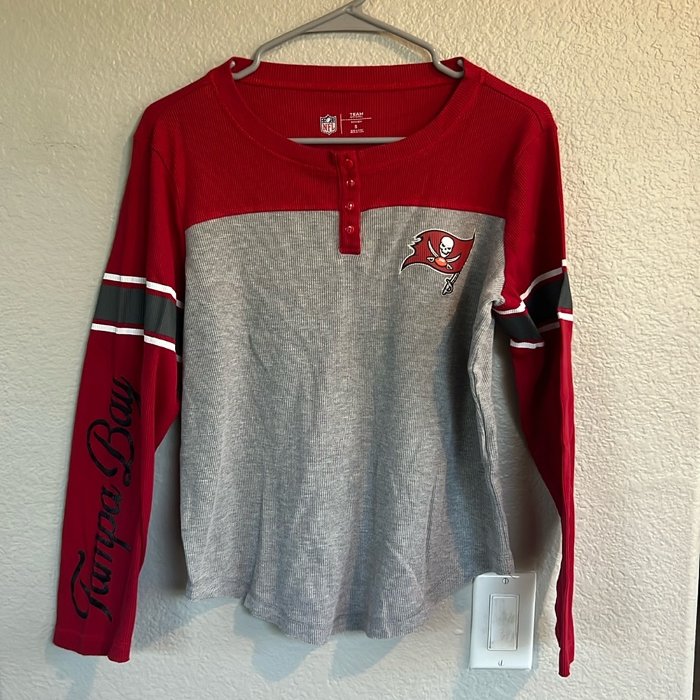 Tampa Bay Buccaneers NFL football Henley long sleeve Tshirt
